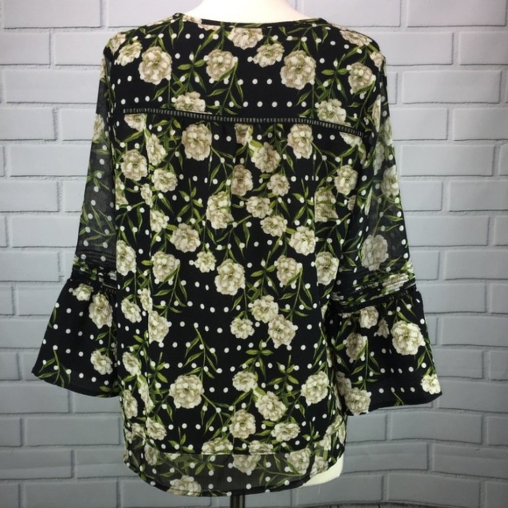 Fever Top Tunic Black Floral Boho Style Medium - Picture 7 of 8
